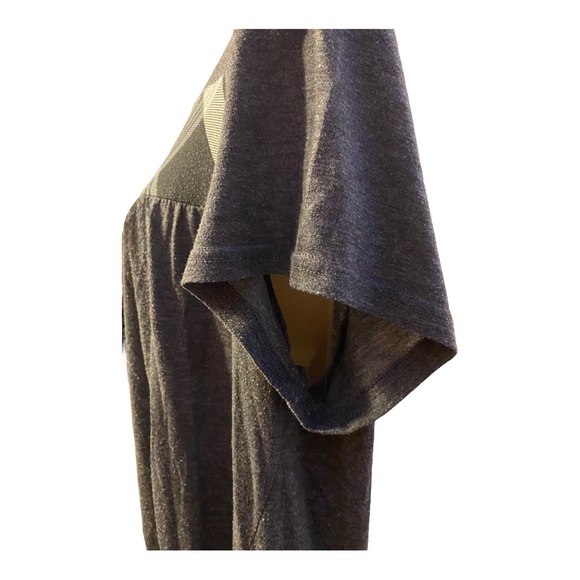 Rozaki Women’s Size XL Charcoal Gray & Plaid Pleated Short Sleeve Tunic Top - Picture 6 of 12